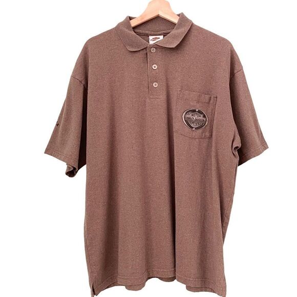 Mt. Cheaha Harley-Davidson Oxford, Alabama Brown Polo Shirt in Size XL - Picture 1 of 7